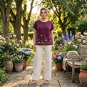 Lay Marey Wine Rhinestone Top - One Size Fits Most