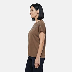 Lay Marey Brown Rhinestone Top - One Size Fits Most