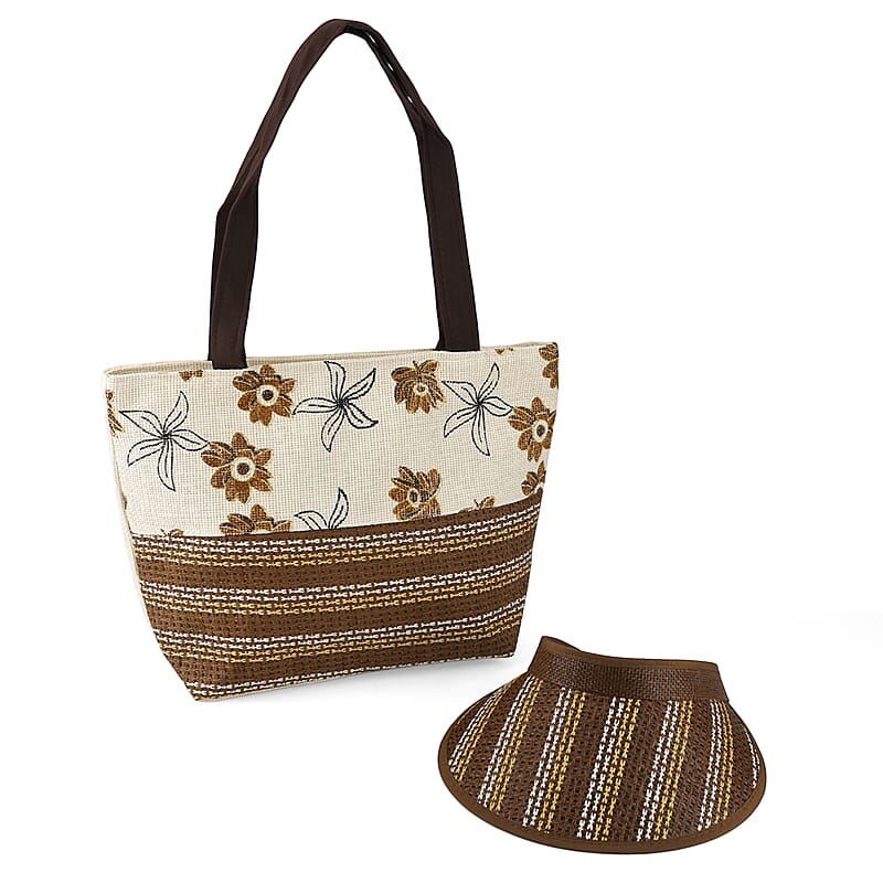 La Marey Brown Woven Bag and Empty Top Hat