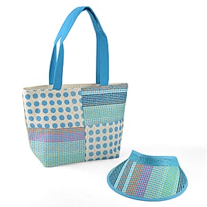 La Marey Blue Woven Bag and Empty Top Hat