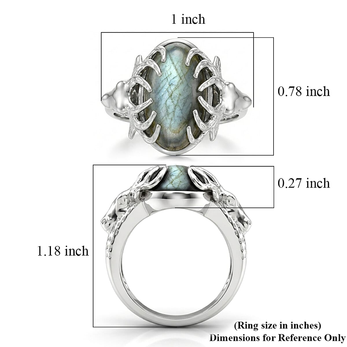 EverTrue Malagasy Labradorite 8.40 ctw Ring in Platinum Bond (Size 8.0)  image number 5