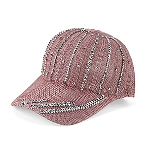 La Marey Pink Hollow Out Cap with Rhinestones