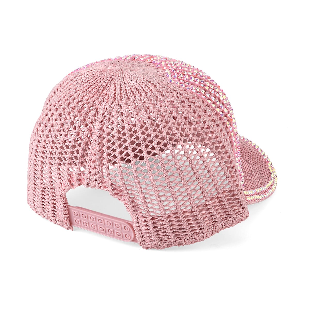La Marey Pink Striped Hollow Out Cap with Rhinestones image number 4
