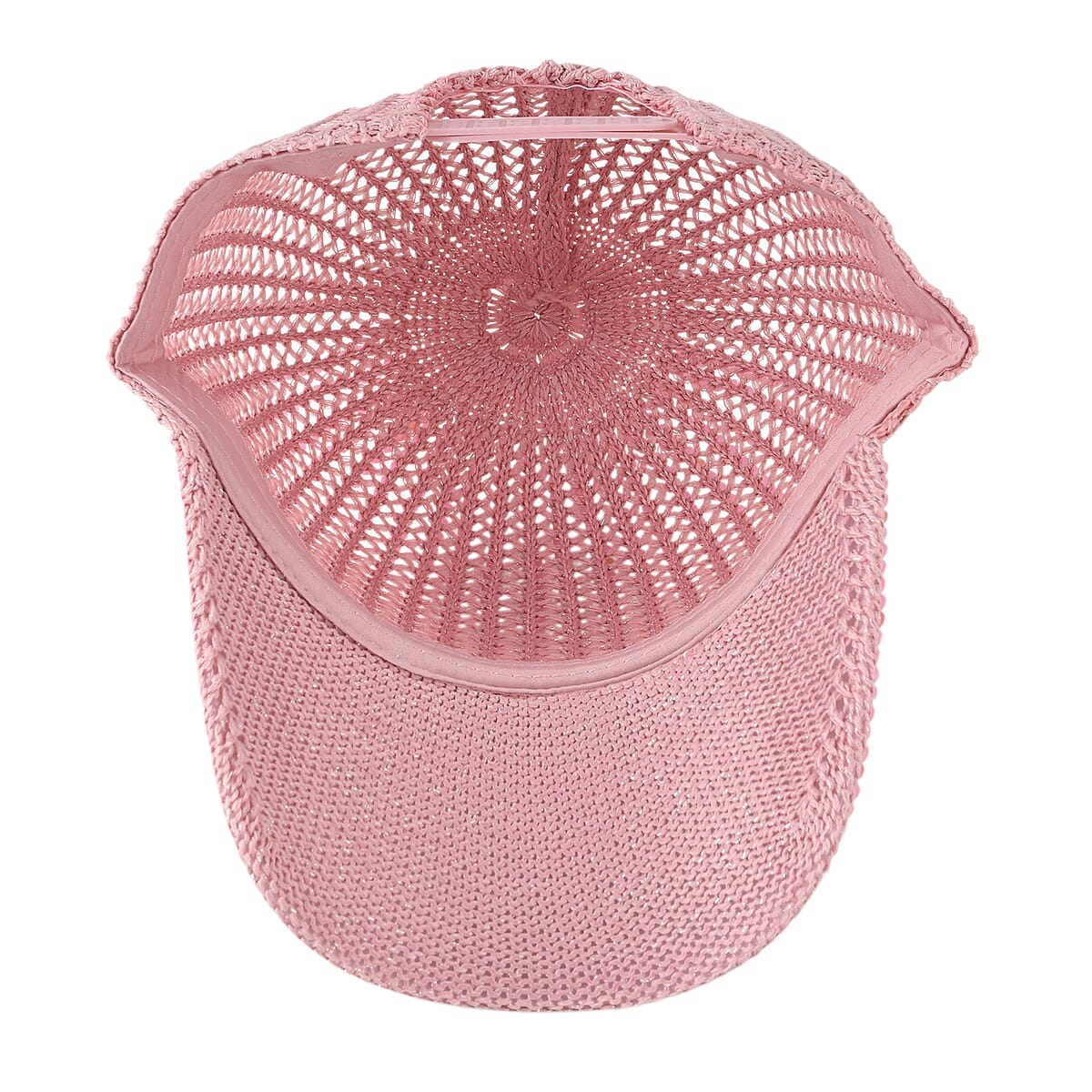 La Marey Pink Striped Hollow Out Cap with Rhinestones image number 5