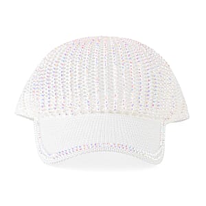La Marey Beige Striped Hollow Out Cap with Rhinestones