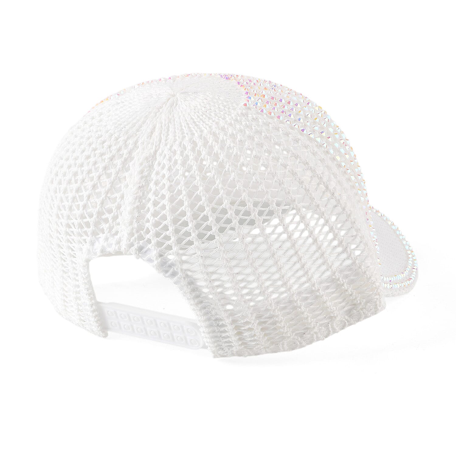 La Marey Beige Striped Hollow Out Cap with Rhinestones