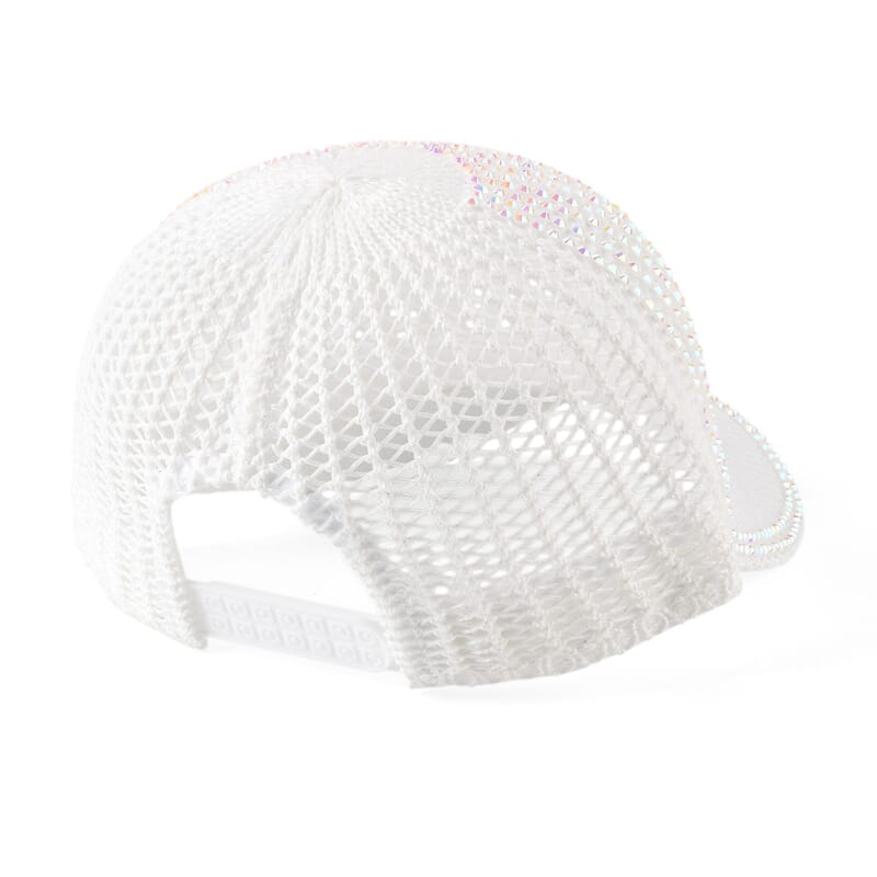 La Marey Beige Striped Hollow Out Cap with Rhinestones