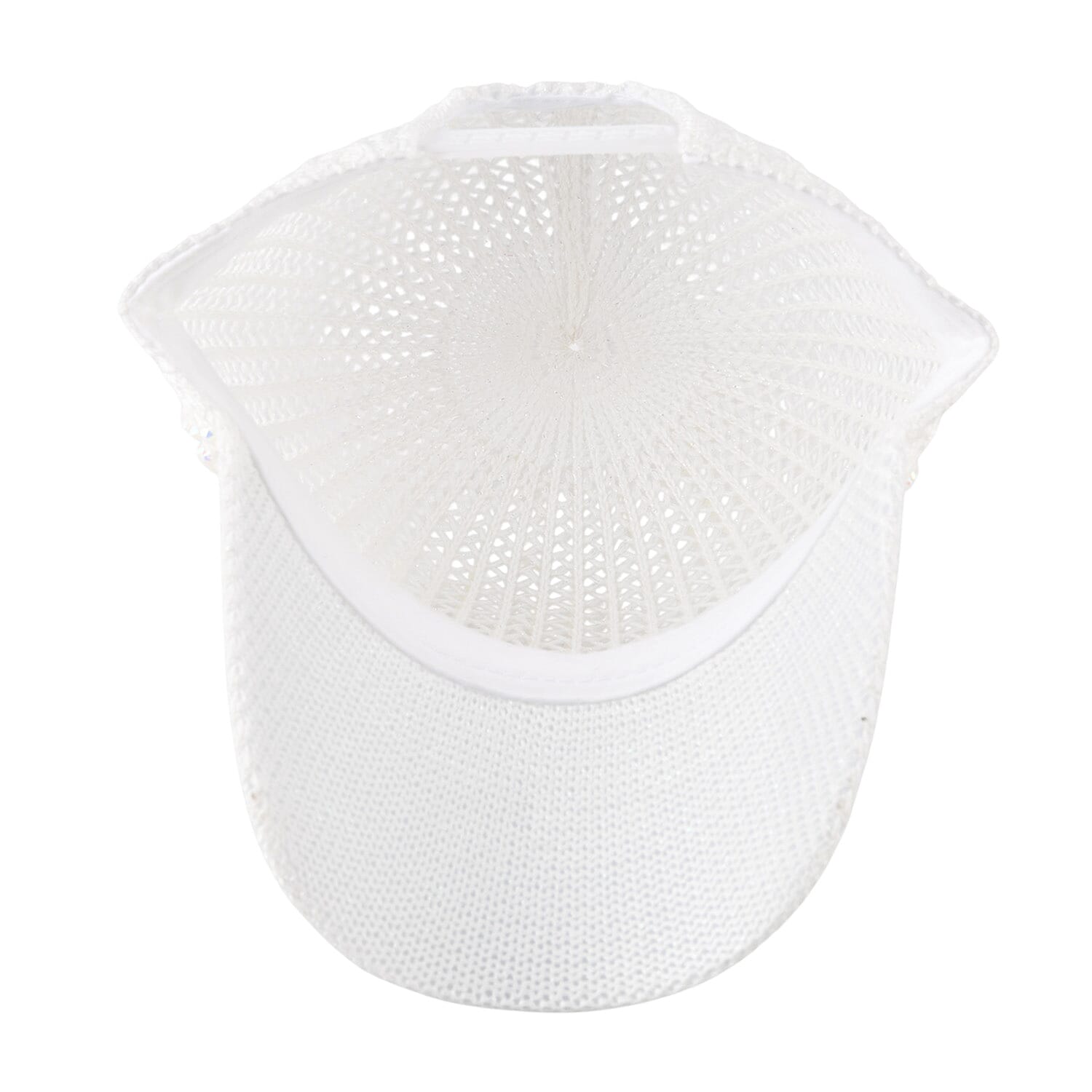 La Marey Beige Striped Hollow Out Cap with Rhinestones