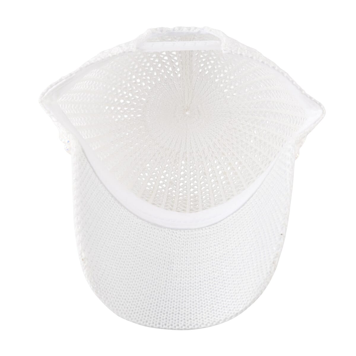 La Marey Beige Striped Hollow Out Cap with Rhinestones image number 5