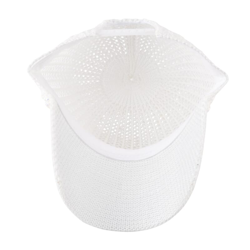 La Marey Beige Striped Hollow Out Cap with Rhinestones