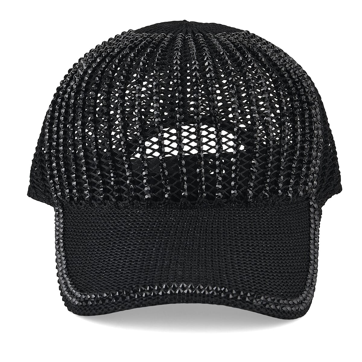 La Marey Black Striped Hollow Out Cap with Rhinestones image number 3