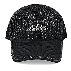 La Marey Black Striped Hollow Out Cap with Rhinestones