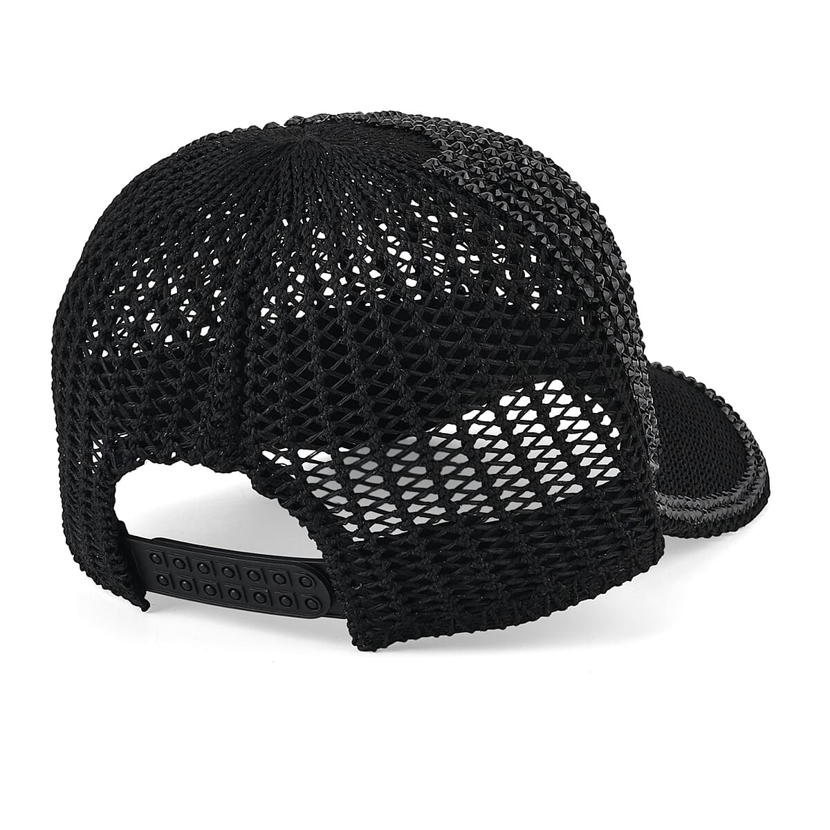 La Marey Black Striped Hollow Out Cap with Rhinestones image number 4