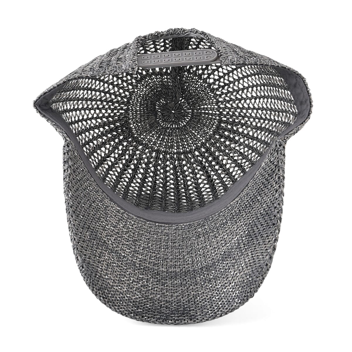 La Marey Gray Striped Hollow Out Cap with Rhinestones image number 5