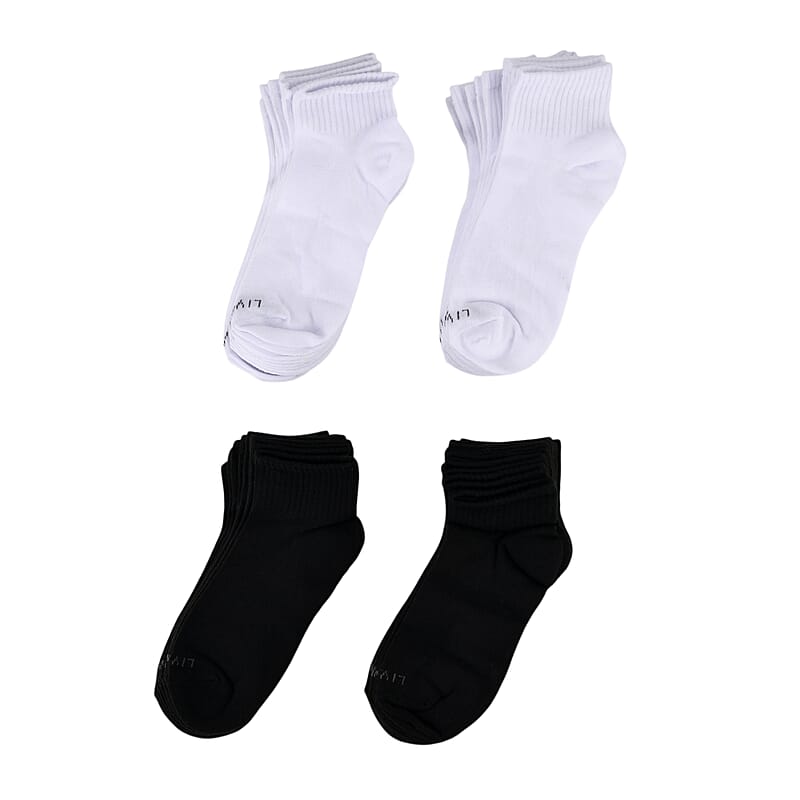 Livmore Black & White Set of 20 Pairs Socks with Brand Logo