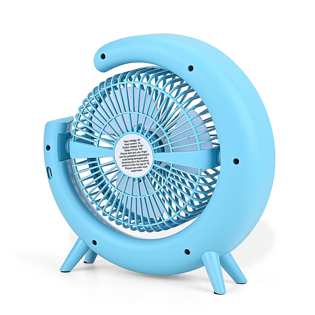 Livmore Blue RGB Fan with Color Lighting (9.53"x2.28"x9.53") image number 4