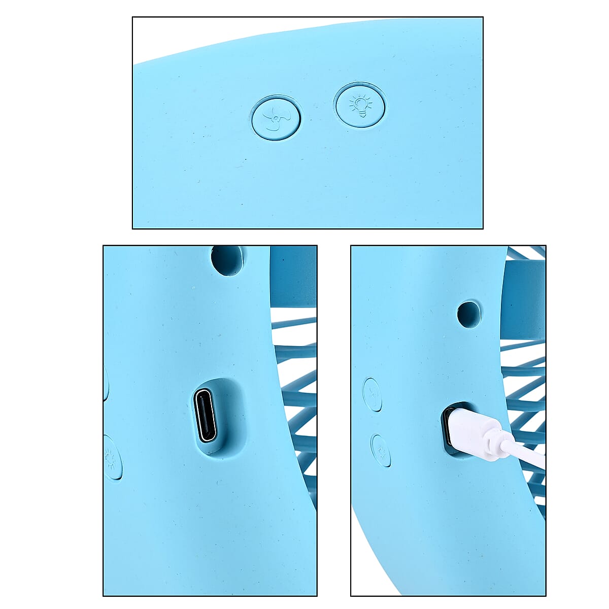 Livmore Blue RGB Fan with Color Lighting (9.53"x2.28"x9.53") image number 7