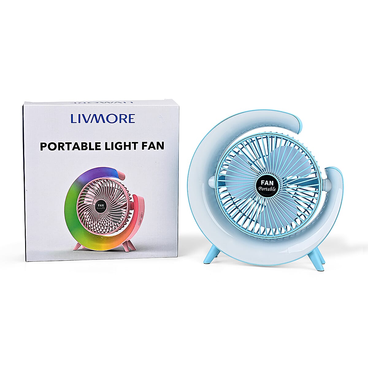Livmore Blue RGB Fan with Color Lighting (9.53"x2.28"x9.53") image number 8