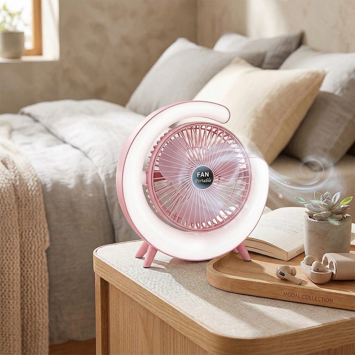 Livmore Pink RGB Fan with Color Lighting image number 1