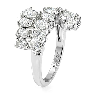 D'Joy Moissanite 3.20 ctw Sparkle Dew Ring in Rhodium Over Sterling Silver (Size 10.0)