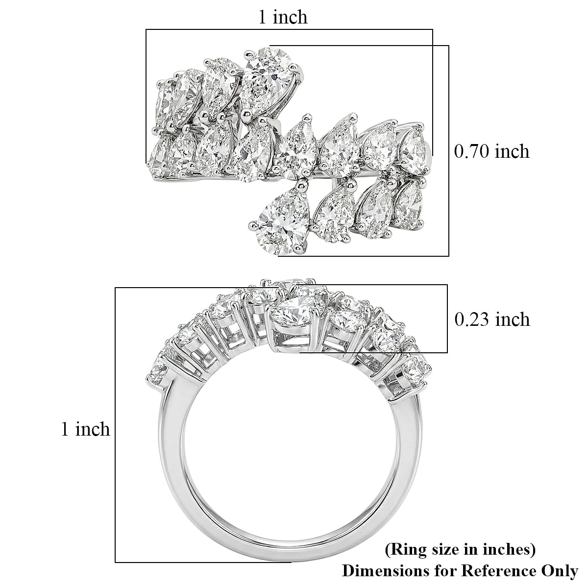 D'Joy Moissanite 3.20 ctw Sparkle Dew Ring in Rhodium Over Sterling Silver (Size 10.0) image number 5