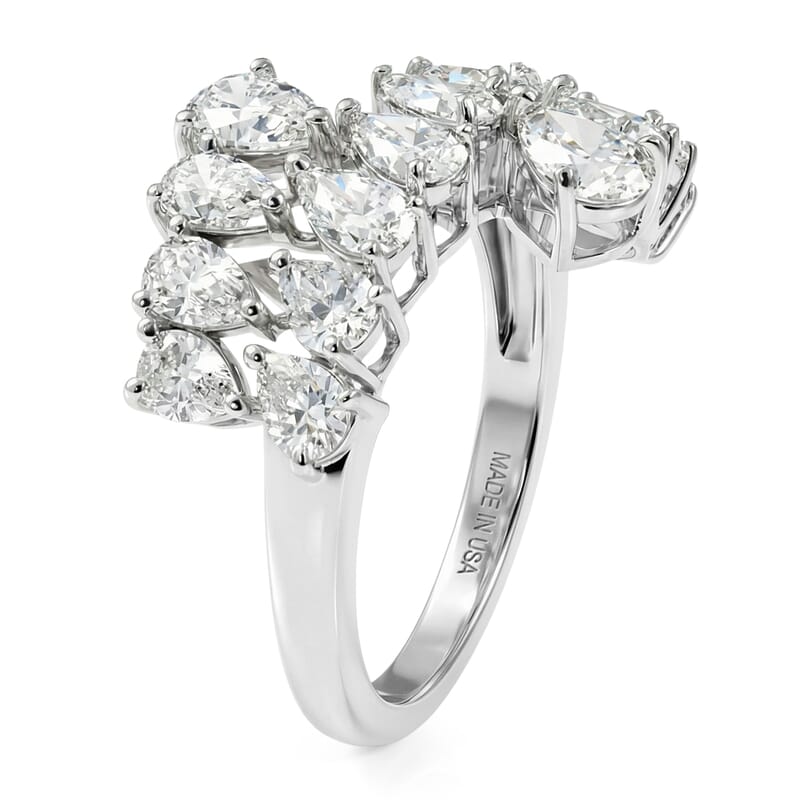 D'Joy Moissanite 3.20 ctw Sparkle Dew Ring in Rhodium Over Sterling Silver (Size 6.0)