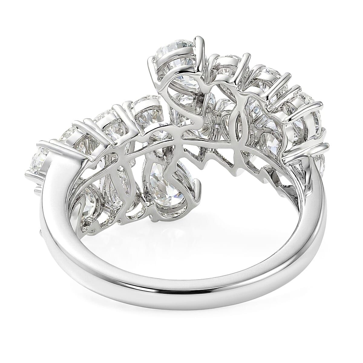 D'Joy Moissanite 3.20 ctw Sparkle Dew Ring in Rhodium Over Sterling Silver (Size 6.0) image number 4