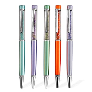 Livmore Set Of 5 Amythyst, Green Apatite, Fire Opal, Tanzanite and Blue Apatite Gemstone Pen