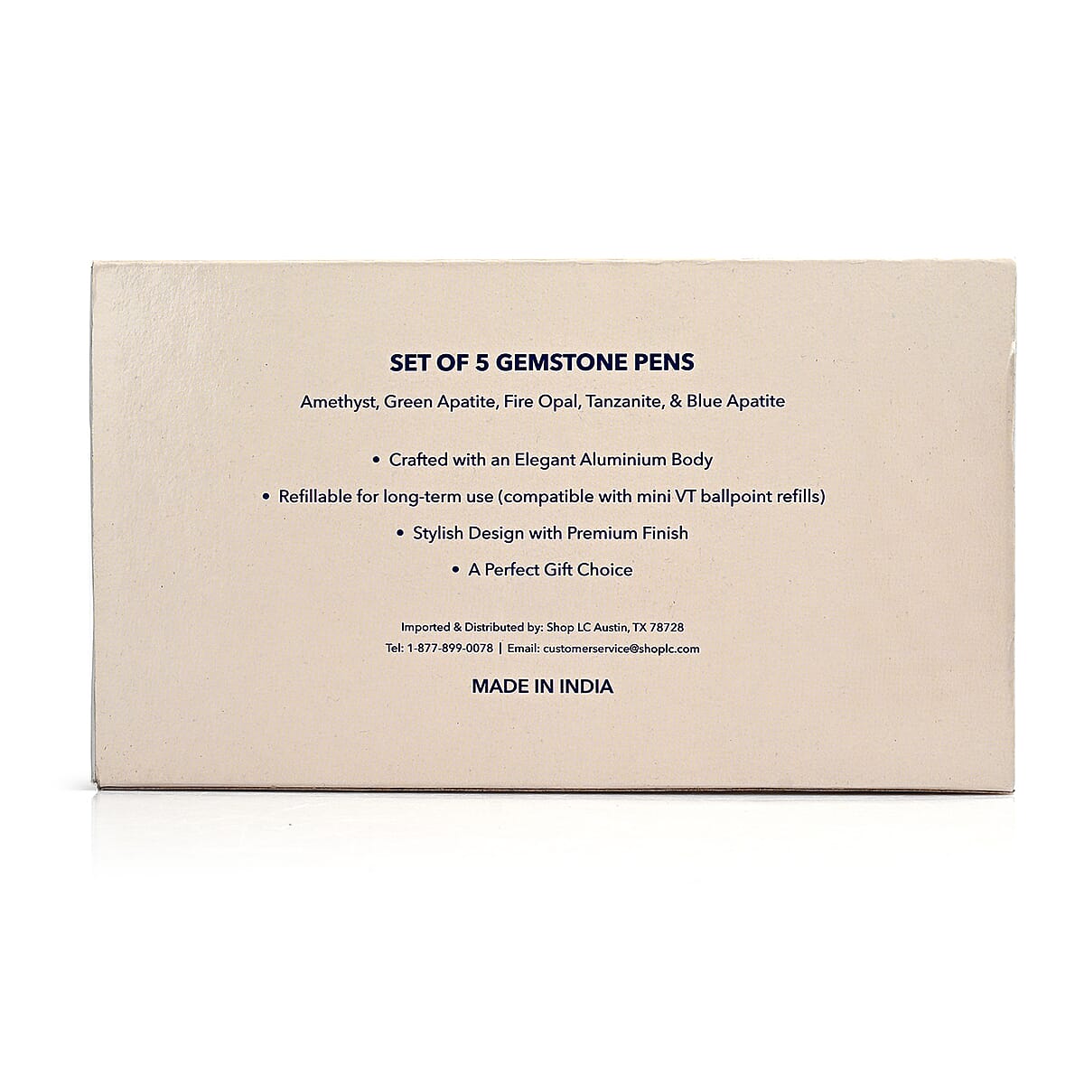 Livmore Set Of 5 Amythyst, Green Apatite, Fire Opal, Tanzanite and Blue Apatite Gemstone Pen image number 6