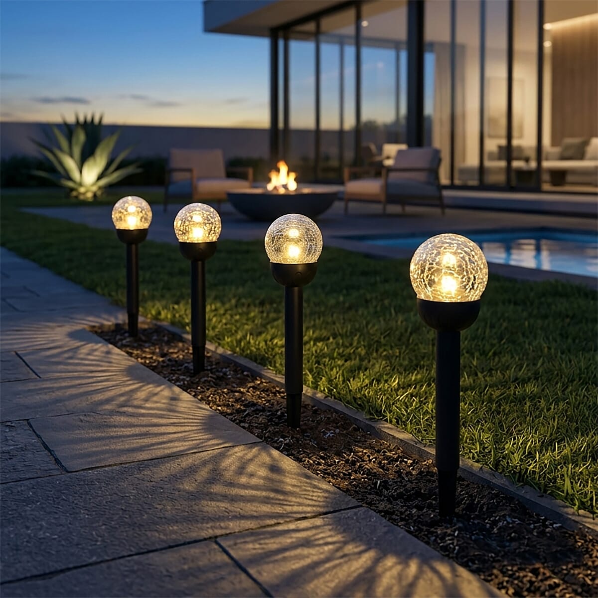 Black 4pcs Solar Pathway Plug-In Lamp image number 1