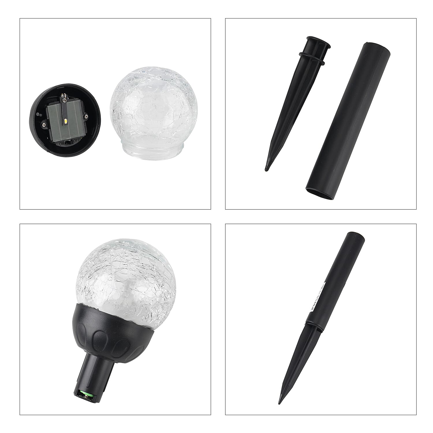 Black 4pcs Solar Pathway Plug-In Lamp