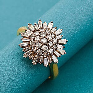 Natural Champagne Diamond Snowflake Ring in 14K YG Over Sterling Silver 1.00 ctw (Size 10.0)