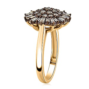 Natural Champagne Diamond Snowflake Ring in 14K YG Over Sterling Silver 1.00 ctw (Size 10.0)