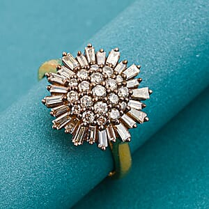 Natural Champagne Diamond Snowflake Ring in 14K YG Over Sterling Silver 1.00 ctw (Size 5.0)