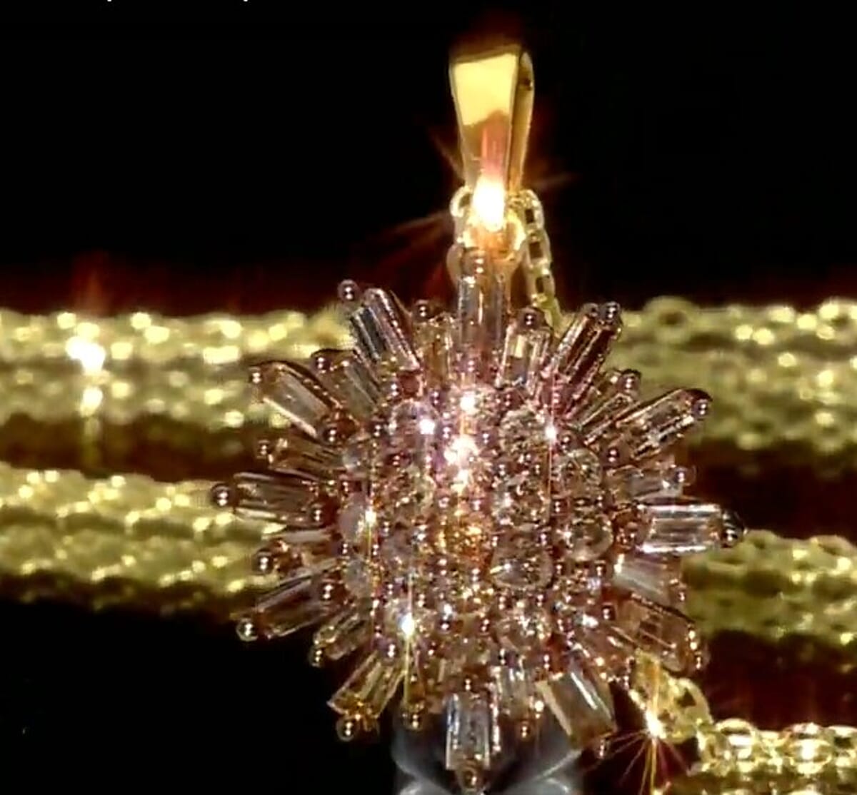 Natural Champagne Diamond 1.00 ctw Snowflake Pendant Necklace in 14K Yellow Gold Over Sterling Silver 18 Inches image number 0