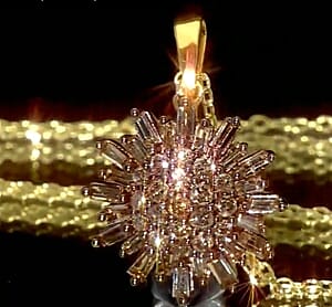 Natural Champagne Diamond 1.00 ctw Snowflake Pendant Necklace in 14K Yellow Gold Over Sterling Silver 18 Inches