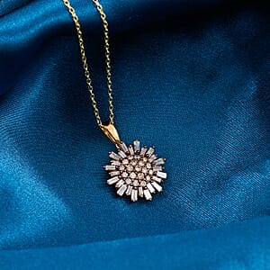 Natural Champagne Diamond Snowflake Pendant Necklace in 14K YG Over Sterling Silver 1.00 ctw (18 Inches)