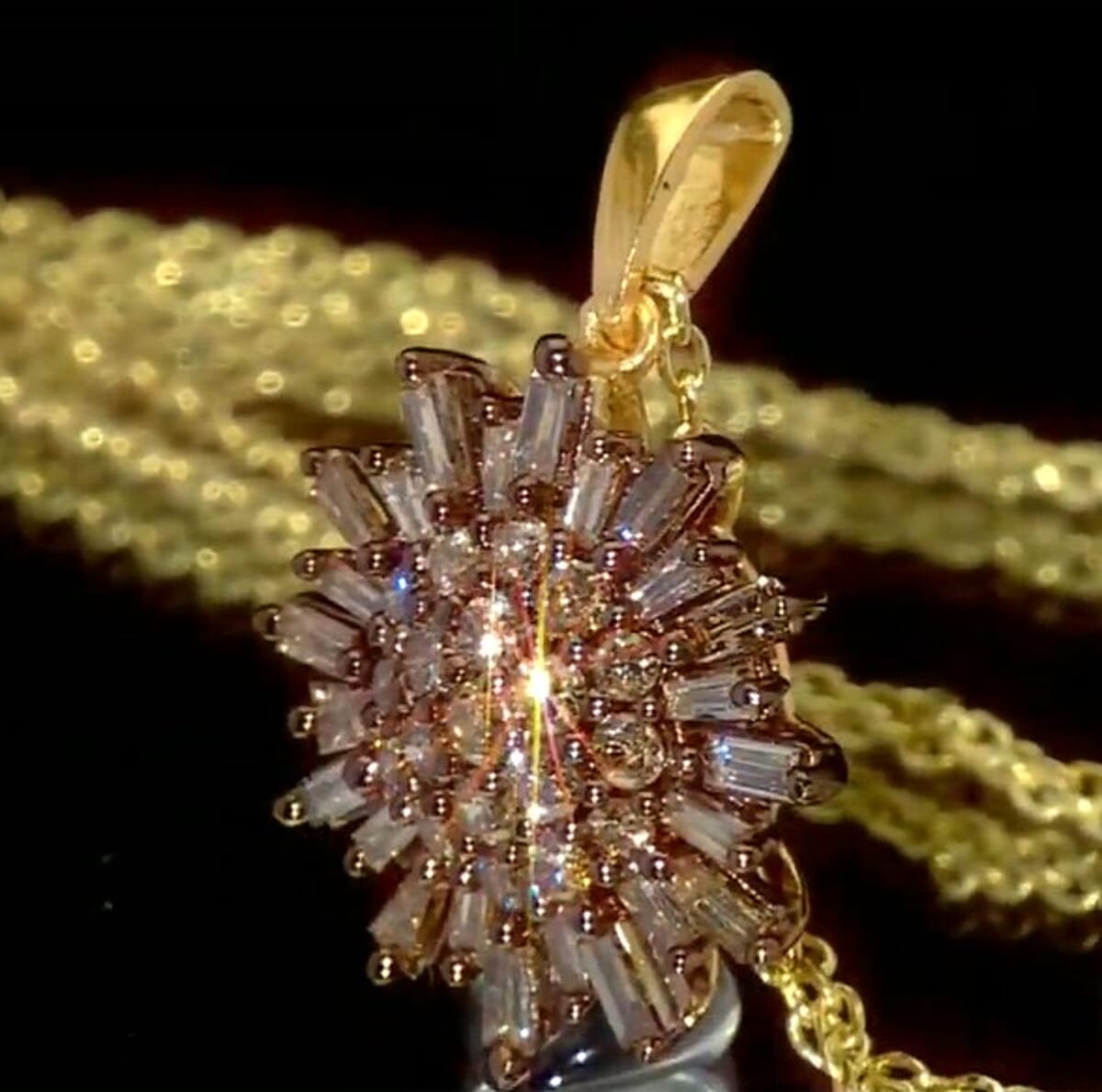 Natural Champagne Diamond 1.00 ctw Snowflake Pendant Necklace in 14K Yellow Gold Over Sterling Silver 18 Inches image number 2