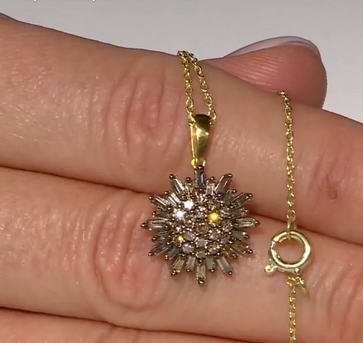 Natural Champagne Diamond 1.00 ctw Snowflake Pendant Necklace in 14K Yellow Gold Over Sterling Silver 18 Inches image number 3