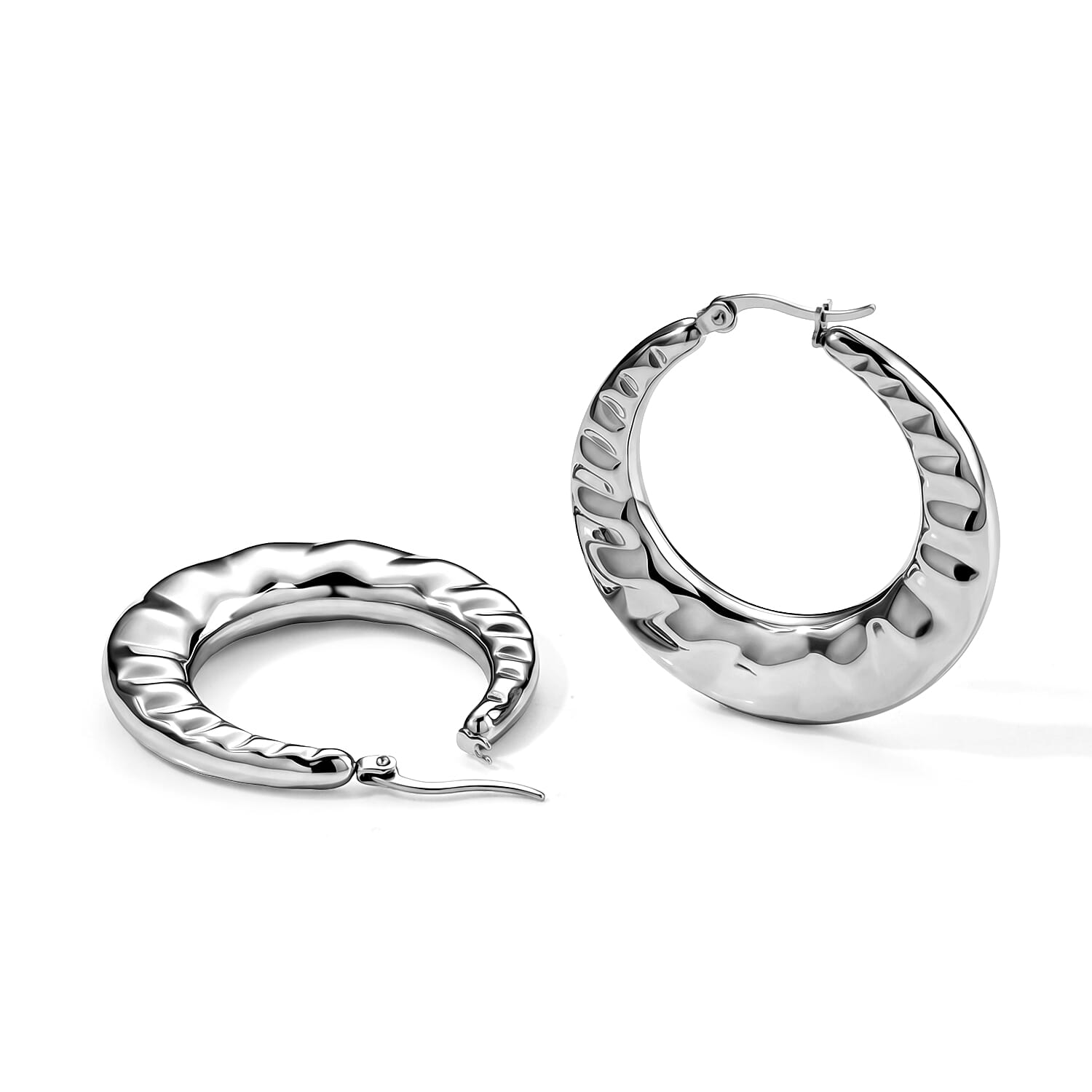 Polished Hoop Earrings in Stainless Steel
