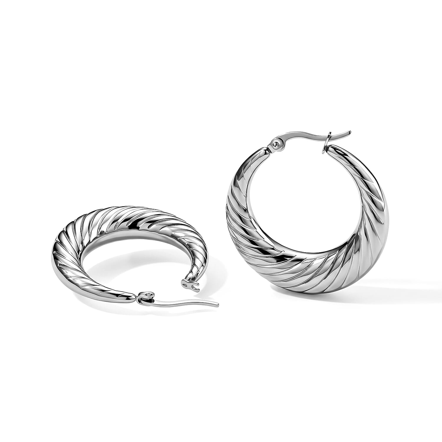 Braided Hoop Earrings in Stainless Steel