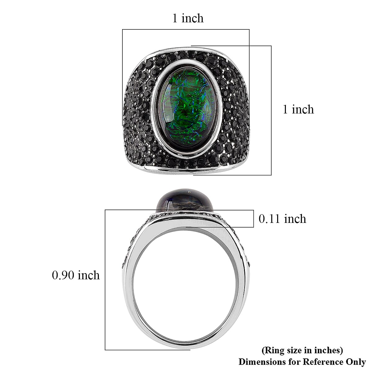 Black Resin and Austrian Crystal Royal Midnight Mirage Ring in Stainless Steel (Size 10) image number 5