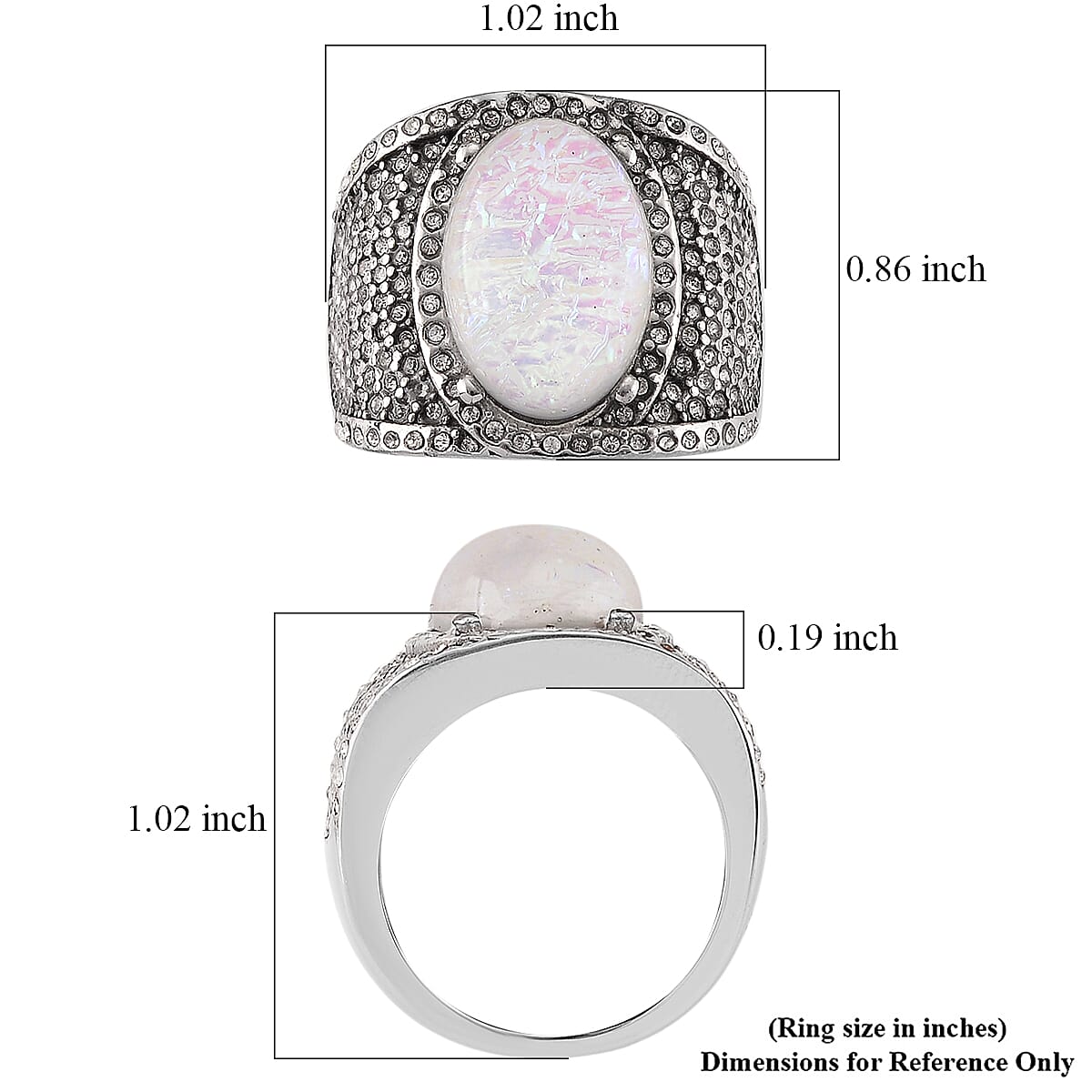 White Resin and Austrian Crystal Fire & Snow Celestia Ring in Stainless Steel (Size 7.0) image number 5