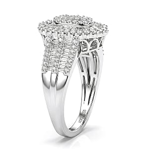 D'Joy Diamond 1.00 ctw Cocktail Cluster Ring in Rhodium Over Sterling Silver (Size 7.0)
