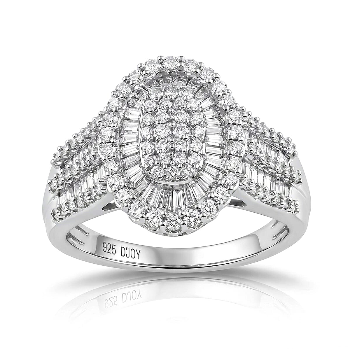 D'Joy Blue Diamond (IR) Ring in Rhodium Over Sterling Silver