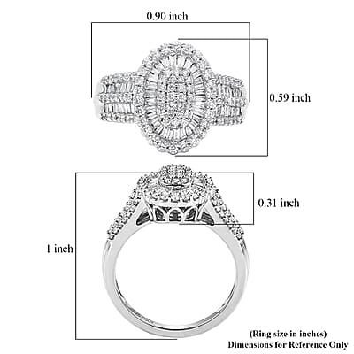 D'Joy Diamond 1.00 ctw Cocktail Cluster Ring in Rhodium Over Sterling Silver (Size 8.0)