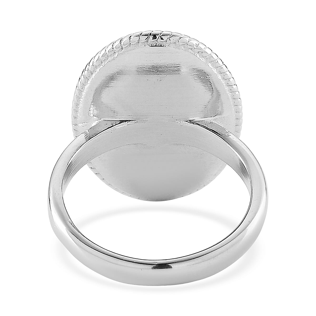 Lab Created White Opal Ethereal Frost Aura Ring in Stainless Steel (Size 10.0)