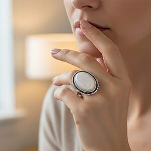 White Resin Ethereal Frost Aura Ring in Stainless Steel (Size 8.0)