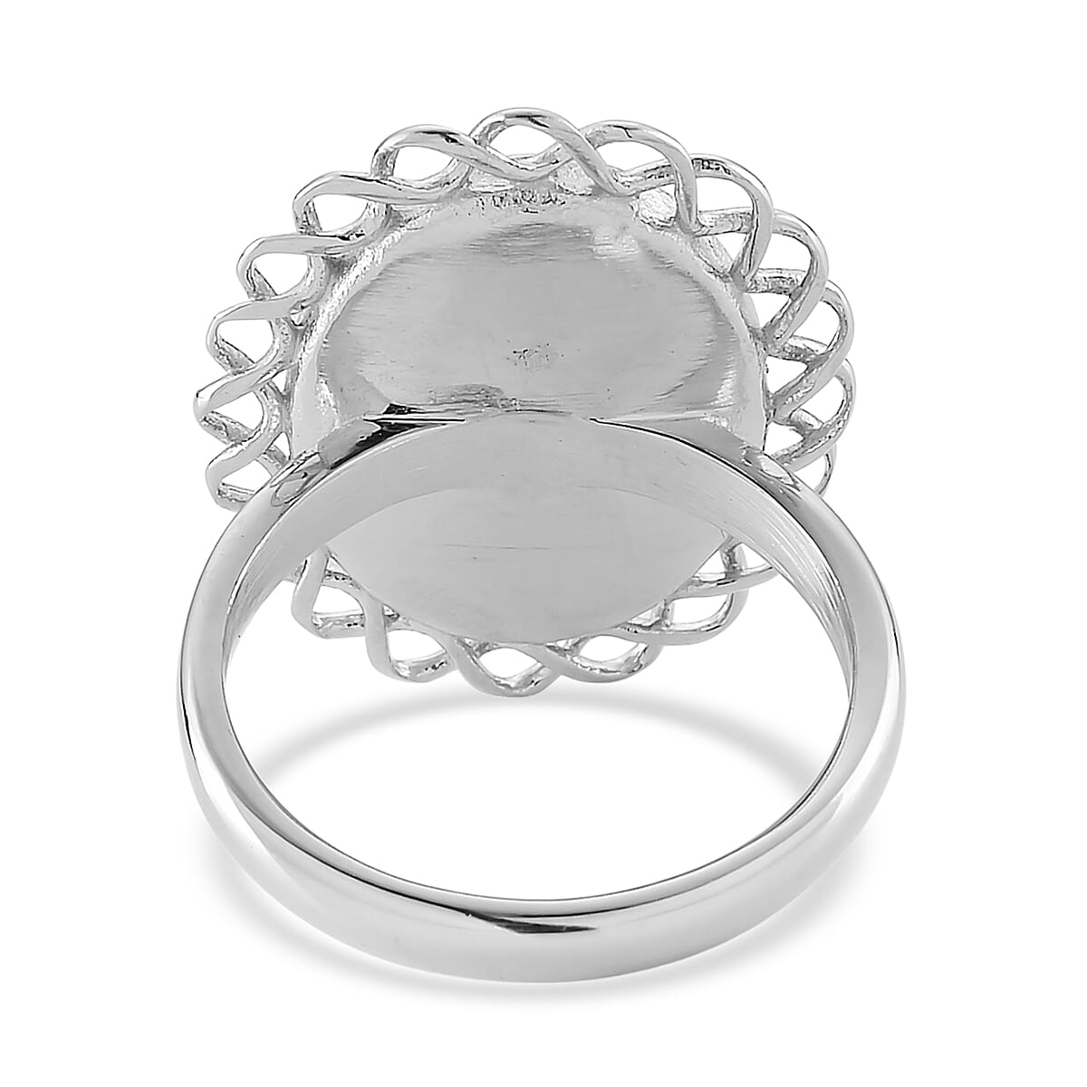 Lab Created Blue Opal Ocean Heart Halo Ring in Stainless Steel (Size 10.0)