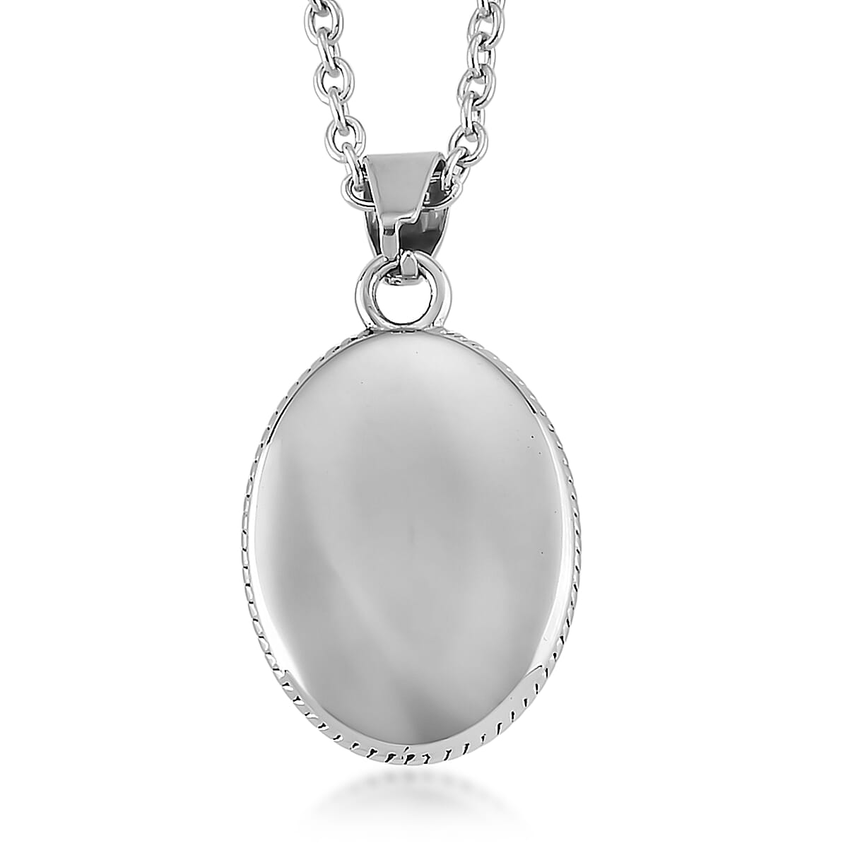 White Resin Ethereal Frost Aura Pendant Necklace (20-22 Inches) in Stainless Steel image number 4